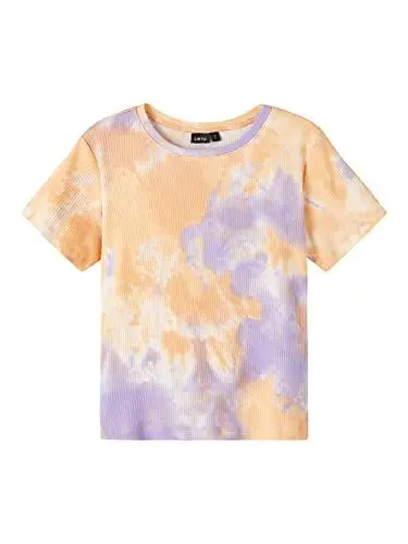 Produktbild: name it Girl's NLFFIE SS Crop R Top, Sand Verbena/AOP:TIE DYE, 134/140