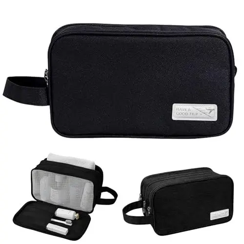 Produktbild: Namenand Kulturbeutel Herren & Damen,Premium Kosmetiktasche mit 3-Fach-Organizer,Wasserfester Rasierbeutel für Kulturzubehör,Ideal für Travel Essentials - Schwarz