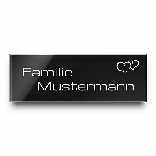 Produktbild: Namensschild aus Hochglanz Acrylglas - individuell graviertes Namensschild in schwarz oder anthrazit | wahlweise blank, selbstklebend oder mit Bohrlöchern - ab 5x2 cm