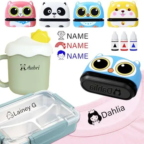 Produktbild: Namensstempel Kinder textil - Wasserfest Personalisierter Namensstempel, Permanente Kleidungsstempel, Personalisierte Namensschild Stempel, Kindergarten Schulbedarf