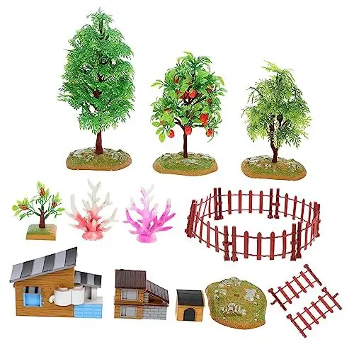 Produktbild: NAMOARLY 1 Satz Hausbaum-Modell Tier Bauernhof spielset Türdekoration Sportdekor Modelle Hundehütte Simulation Obstbaummodell Szenenmodell künstlich der Zaun Ornamente Sandkasten Kind PVC