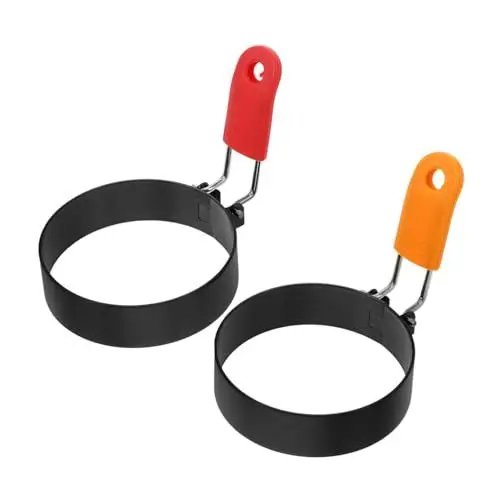 Produktbild: NAMOARLY 2 Stück Antihaft Pfannkuchenform Tortenring Runder Kuchenring Eierringe Backzubehör Omelettring Pfannkuchenformen Eierkocher Eierform Für Frühstück Sandwiches Edelstahl