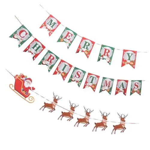 Produktbild: NAMOARLY Elch-wimpelkette 2-teilig Weihnachts-elch-banner Für Frohe Weihnachten Innendekoration Party