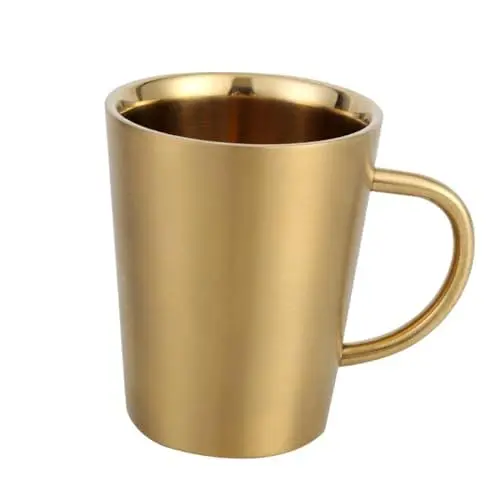 Produktbild: NAMOARLY 304 Edelstahlbecher edelstahltasse stainless steel cup Wasserbecher aus Edelstahl mit Henkel Kaffeetasse Espressotasse Bierkrug Kaffeebecher aus Edelstahl Doppelwandiger Becher