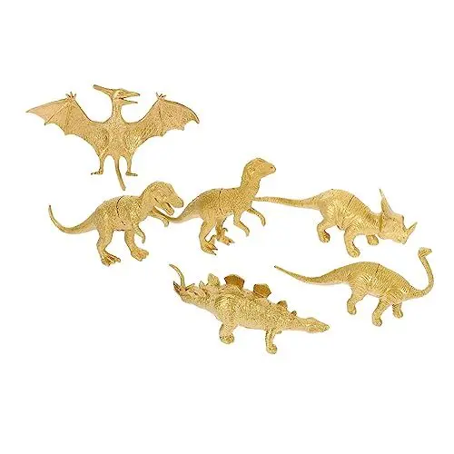 Produktbild: NAMOARLY 6st Goldenes Dinosauriermodell Dinosaurier-babyparty Goldene Tierfiguren Tischminiaturen Kleine Dinosaurierfiguren Dinosaurier-kuchendeckel Dino-figur Dinosaurierstatue Plastik