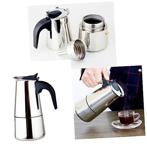 Produktbild: NAMOARLY Edelstahl Kaffeemaschine 300 Ml Für Espresso Mokka Latte Herd Leicht Zu Reinigen Kaffeekanne Perkolator Ideal Für Heimbüro Und Küche