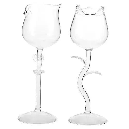 Produktbild: NAMOARLY Gläser 2st Weinglas Champagnergläser Margarita-gläser Blumenkelchgläser Champagnerflöten Cocktailgläser Quadratische Weingläser Mit Stiel Rose Wein Tasse Bargläser Hohe Füße