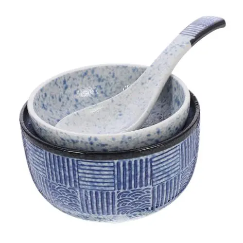 Produktbild: NAMOARLY Miso-suppenschüssel-set Im Japanischen Stil Mit Deckel Keramik-suppenschüsseln Für Ramen Und Reis Japanisches Geschirr 2 Stück
