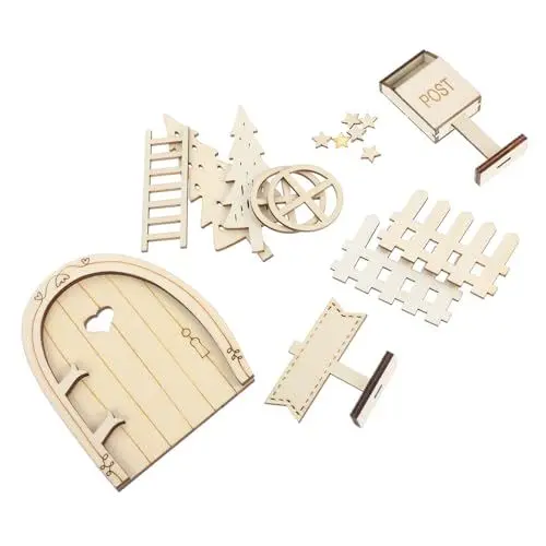 Produktbild: NAMOARLY Unvollendete Hölzerne Feentüren Für Bäume - 112 Miniatur-szenen-kit Puppenhaus-holzmöbel Für