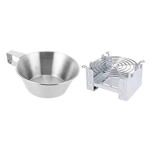 Produktbild: NAMOARLY Rostfreier Campingkocher Set Mit Verschleißfester Campingschüssel Und Praktischem Trinkbecher Ideal Für Outdoor Aktivitäten Leicht Und Platzsparend Für Camping Und Picknick