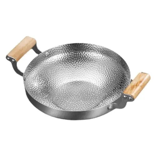 Produktbild: NAMOARLY Spezieller Alkoholkocher Pfanne Herdtopf Sukiyaki-serviertopf Grillwok Aus Metall Wok Mit Flachem Paella-kochtopf Kleine Wok-trockentöpfe Tiefe Eben Holz Individuell Alkohol Topf