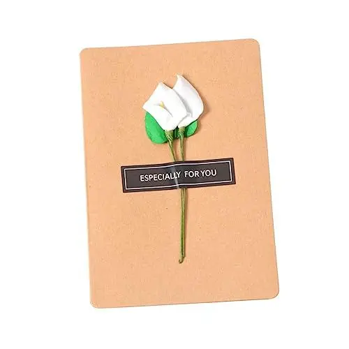 Produktbild: NAMOARLY Trockenblumen Grußkarten Mit Getrockneten Blumen Getrocknete Trockenblumenkarten Unterschriftenkarten Dekorative Blumenkarten Blumengruß Danke Dir Karte Lederfarbe