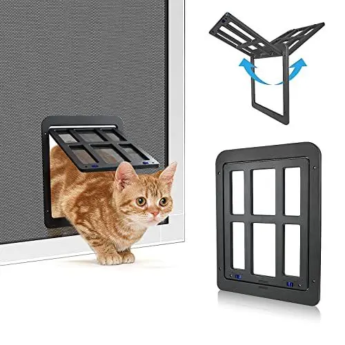 Produktbild: NAMSAN Katzenklappe Fliegengitter Automatischen Verschluss Hundeklappe Fliegengitter Balkontür mit Katzenklappe Haustierklappe—Schwarz