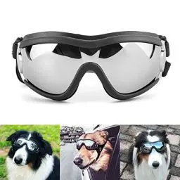 Produktbild: NAMSAN Sonnenbrillen für Hunde Einstellbar Hundebrille Wasserdicht Winddicht Hunde Motorradbrille Schutzbrille -Schwarz
