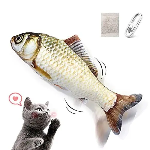 Produktbild: NAMSAN Elektrisches Bewegliches Fisch-Katzenspielzeug - Kicker Kauspielzeug Mit Katzenminze, Interaktives Flopping Spielzeug, USB Wiederaufladbar