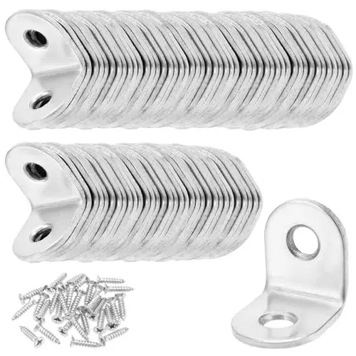Produktbild: NAMYEUT 50 Stück 20 x 20mm Edelstahl Winkelverbinder, Winkel Klammern Eckwinkel 90 Grad mit 100 Schrauben, Winkelverbind Möbel Winkel Edelstahl Regalträger Winkel für Tabelle Stuhl Bücherregal