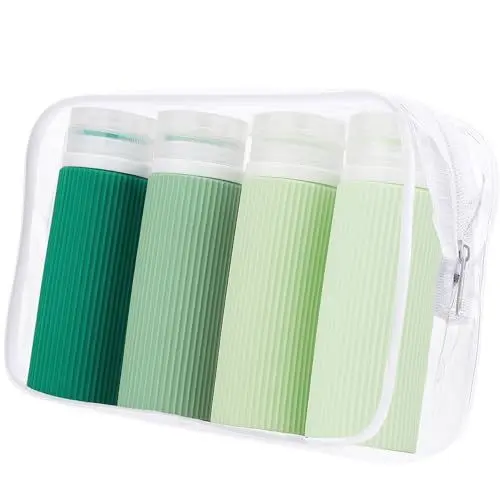 Produktbild: Nanaborn Silikon Reiseflaschen zum Befüllen 100ml Travel Bottles Set 4 Stück Tragbare Reisegröße Behälter Shampoo (Grün)