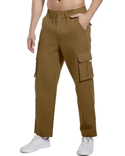 Produktbild: NANAMEEI Cargo Hosen Männer Stretch Cargo Pants Herren Cargohose Baumwolle Herren Jogginghose Männer Baggy Khaki M