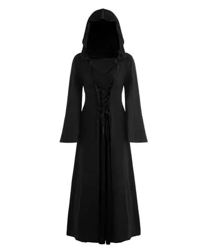 Produktbild: NANAMEEI Gothic Kleid Frauen Halloween Kostüm Hexenkostüm Vampir Kostüm Damen Renaissance Party Festlich Cosplay Dress Schwarz XL
