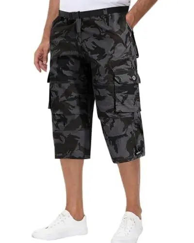 Produktbild: NANAMEEI Herren 3/4 Hose Army Hose Outdoor Leichte Baumwolle Sommerhose mit Gummizug Arbeitshose,Tarung,3XL