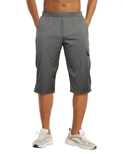 Produktbild: NANAMEEI Herren Bermuda 3/4 Kurze Hose Wanderhose Herren Sommer Kurz 3/4 Hose Schnelltrocknende Sport Shorts DunkelGrau 2XL