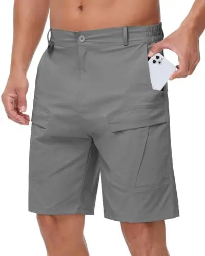 Produktbild: NANAMEEI Herren Shorts Outdoor Trekkinghose Männer Kurz Cargohose Freizeit Shorts mit Gummibund,Grau,M