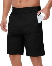 Produktbild: NANAMEEI Kurze Hosen Herren Sommer Cargo Bermuda Sporthose Outdoor Trekking Wandershorts,Schwarz,L