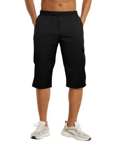 Produktbild: NANAMEEI Herren Hose 3/4 Wanderhose Elastisch Schnelltrocknend Herren Capri Hose Kurze Hosen Herren Trekking Schwarz XL