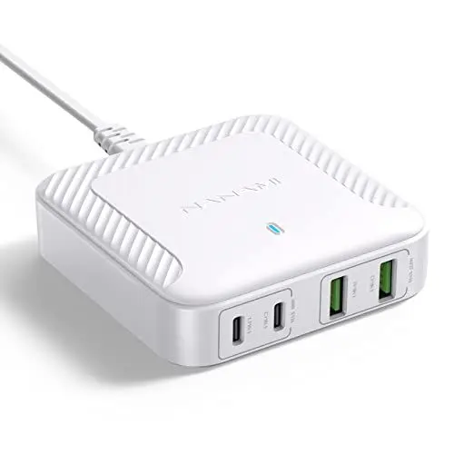 Produktbild: NANAMI 100W USB C Ladegerät Mehrfach - 4-Port Desktop Charger GaN USB C Netzteil PD Ladegerät mit PPS kompatibel mit MacBook Pro/Air, Surface Pro, iPad Pro, iPhone 16 Pro, Galaxy S24 Ultra,Switch usw.