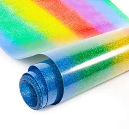 Produktbild: NANAPLUMS Holographic Plotterfolie Textil, Regenbogen Glitzer Streifen Flexfolie Wärmeübertragung Vinyl für DIY T-Shirt