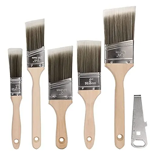 Produktbild: NANAPLUMS Malerpinsel 5er Set, Hochwertiger Lackierpinsel mit Farbdosen Öffner für präzise Malerarbeiten - Pinsel Acrylfarbe für alle Untergründe - Praktischer Pinselset Maler ohne Borstenverlust