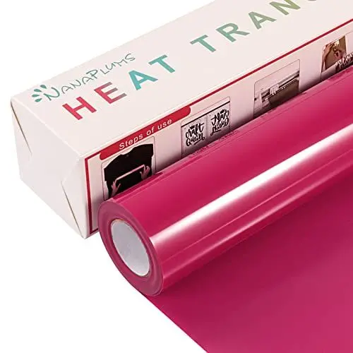 Produktbild: NANAPLUMS Plotterfolie Textil, 30.5cm×4m Flexfolie Plotter Textil, Bügelfolie für Textilien Transferfolie zum Aufbügeln für DIY T-Shirt, Stoffe(Rosenrot)