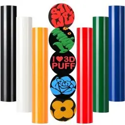 Produktbild: NANAPLUMS Plotterfolie Textil, Neuer 3D-Puff-Vinyl- Puff HTV Vinyl für T-Shirts, 3D-Puff-Hitzetransfer-Vinyl, (6 Puff Farben)