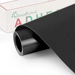 Produktbild: NANAPLUMS Selbstklebendes Vinylfolie Plotter, 30cm x 400cm Permanentes Plotterfolie Vinyl, Selbstklebende Folie für Dauerhaften Aufklebern, Schilder und Anderen Bastelprojekte(Schwarz)