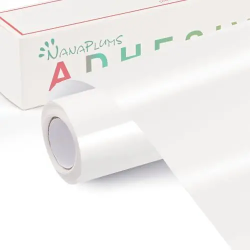 Produktbild: NANAPLUMS Selbstklebendes Vinylfolie Plotter, 30cm x 400cm Permanentes Plotterfolie Vinyl, Selbstklebende Folie für Dauerhaften Aufklebern, Schilder und Anderen Bastelprojekte(Weiß)