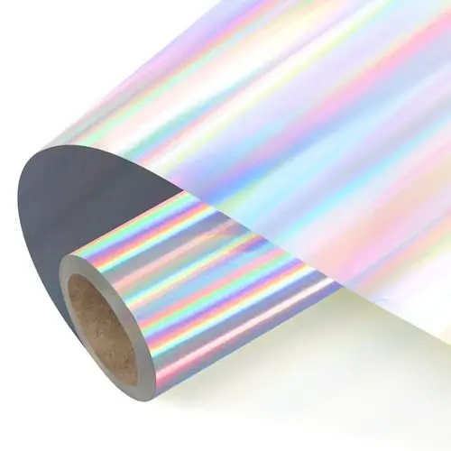 Produktbild: NANAPLUMS Selbstklebendes Vinylfolie Plotter - Holographisches Funkelndes Plotterfolie Vinyl Permanent Rolle, Selbstklebende Folie (Blitzbeschichtung Lasersilber, 30.5x200cm)