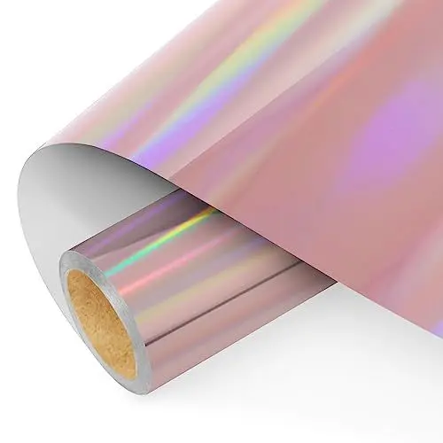 Produktbild: NANAPLUMS Selbstklebendes Vinylfolie Plotter - Holographisches Funkelndes Plotterfolie Vinyl Permanent Rolle, Selbstklebende Folie (Blitzbeschichtung Roségold, 30.5x200cm)
