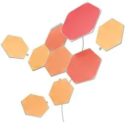 Produktbild: Nanoleaf Shapes Hexagon Starter Kit, 9 Smarten LED Panels RGBW - Modulare WLAN 16 Mio. Farben Wandleuchte Innen, Musik & Bildschirm Sync, Funktioniert mit Alexa Google Apple, für Deko & Gaming