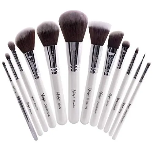Produktbild: Nanshy Meisterhaftes Collection Make-up-Pinsel-Set – Onyx Schwarz oder Perlglanz Weiß (Perlglanz Weiß)
