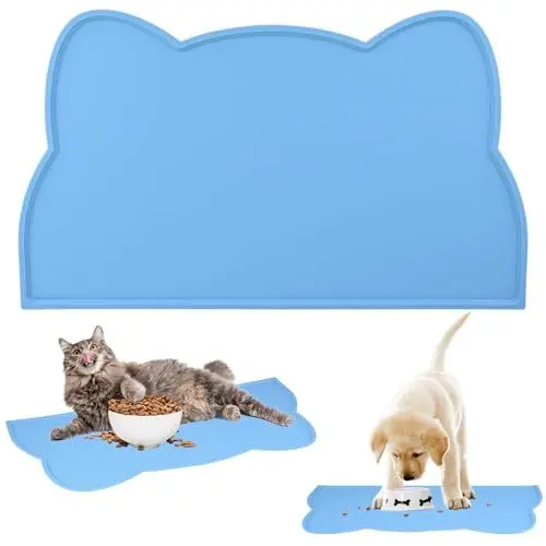 Produktbild: Napfunterlage für Kleine Hunde und Katze,Futtermatten,Katzennapf Unterlage,Futtermatte Katzen,Anti-Rutsch, Wasserfest und Leicht zu Reinigen(46 * 25cm)