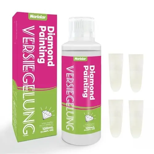 Produktbild: Nariolar Diamantmalerei Versiegelung (120ml), Transparentes Diamant Painting Kleber mit Fingerschutz zur Fixierung und Versiegelung von Diamanten