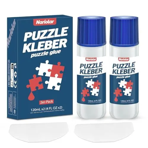 Produktbild: Nariolar Puzzle Kleber Transparent mit Applikator Geeignet für Befestigen und Aufhängen von Puzzles, Schnell Trocknend,120mlX2
