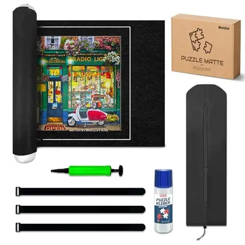 Produktbild: Nariolar Puzzlematte mit Puzzlekleber - Puzzle Matte für bis zu 500/1000/1500 Teile, praktisches Zubehör für die Aufbewahrung und den Transport von Puzzles