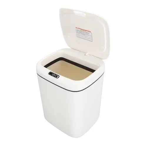 Produktbild: Naroote Automatischer Mülleimer, Sensor-Mülleimer, Badezimmer-Mülleimer mit Deckel, Automatisch, Intelligent, Berührungslos, für Büro, Küche, Wohnzimmer (14L)