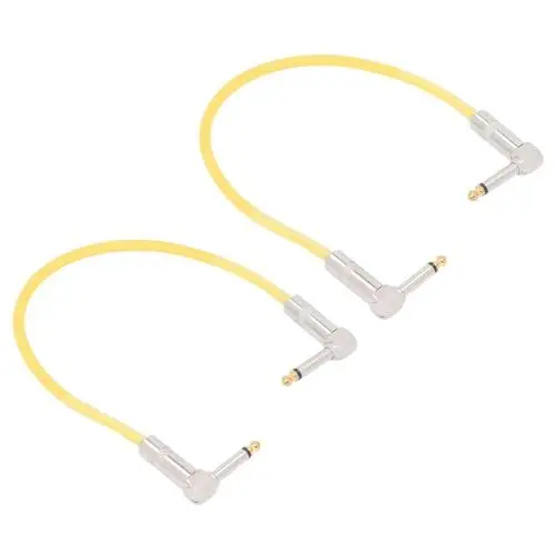 Produktbild: Naroote Instrumentenkabel mit 1/4-Zoll-Stecker, Reines Kupferkern-Gitarrenbrückenkabel, Gute Kompatibilität, 2 Stück 12-Zoll-Plug-and-Play für Mikrofon-Equalizer (YELLOW)