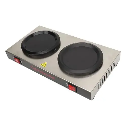 Produktbild: Naroote Kaffeewärmer, Doppelkochplatte, 60–480 W, Edelstahl, Zwei Positionen, Kaffeewärmer für Pausenraum (EU-Stecker 220 V)