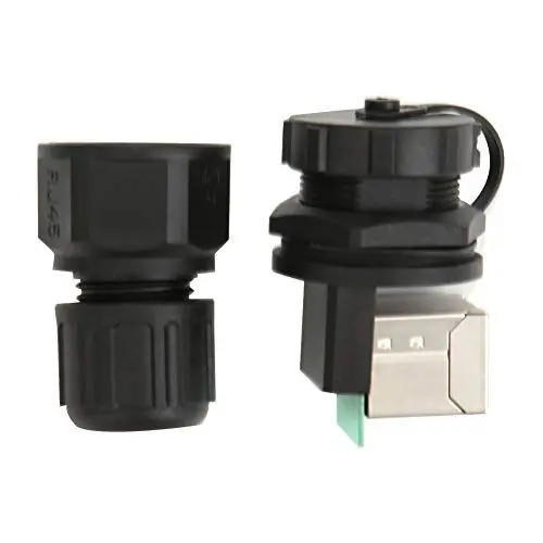 Produktbild: Naroote RJ45-Koppler, RJ45-90 ° Ethernet-Anschluss 8-polige Netzwerkbrücke Wasserdichter RJ45-Anschluss RJ45-Adapter für Ethernet-LAN-Kabelverlängerung Im Freien