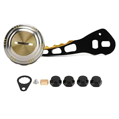 Produktbild: Naroote Rollenhalter, Kugelförmiger Griff aus Aluminiumlegierung. Robuster Angelrollenhalter für Runde Rollen (Ruthenium und Gold)