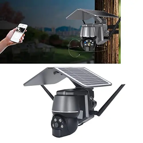 Produktbild: Naroote Überwachungskameras Wireless Outdoor, 1080P Kamera Surveillance Exterieur Solar Security Camera System Wireless Outdoor 3MP 360-Grad-Akku PTZ-Kamera Bewegungserkennungsalarm (4G-AU)