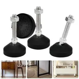 Produktbild: NAROSEBE 4 Stück Stellfüße Höhenverstellbar M10 x 50MM Möbelfüße Verstellbar Edelstahl Schraubfüße Stellfuß M10 Stellschraube Tisch Nivellierfüße Möbel Sockelfuß Verstellbare Füße für Möbel (Schwarze)